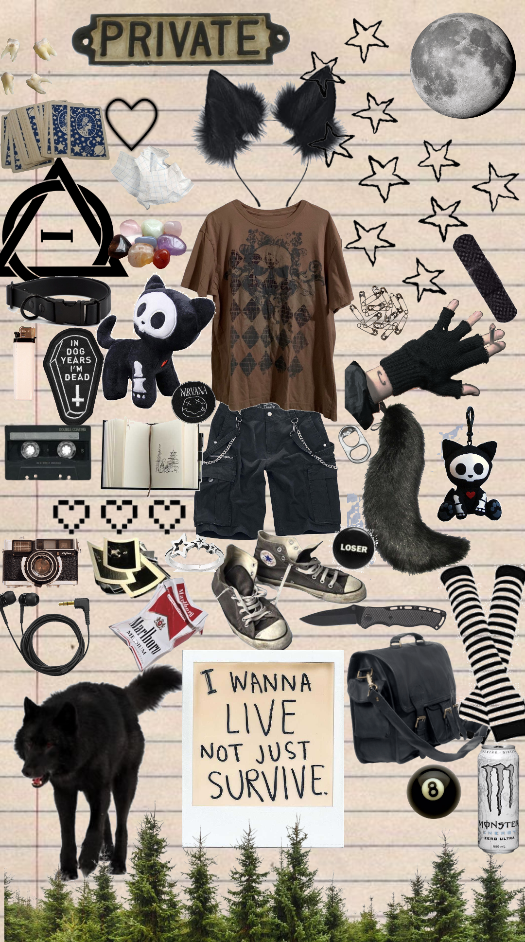 emo black Wolf therian design Outfit