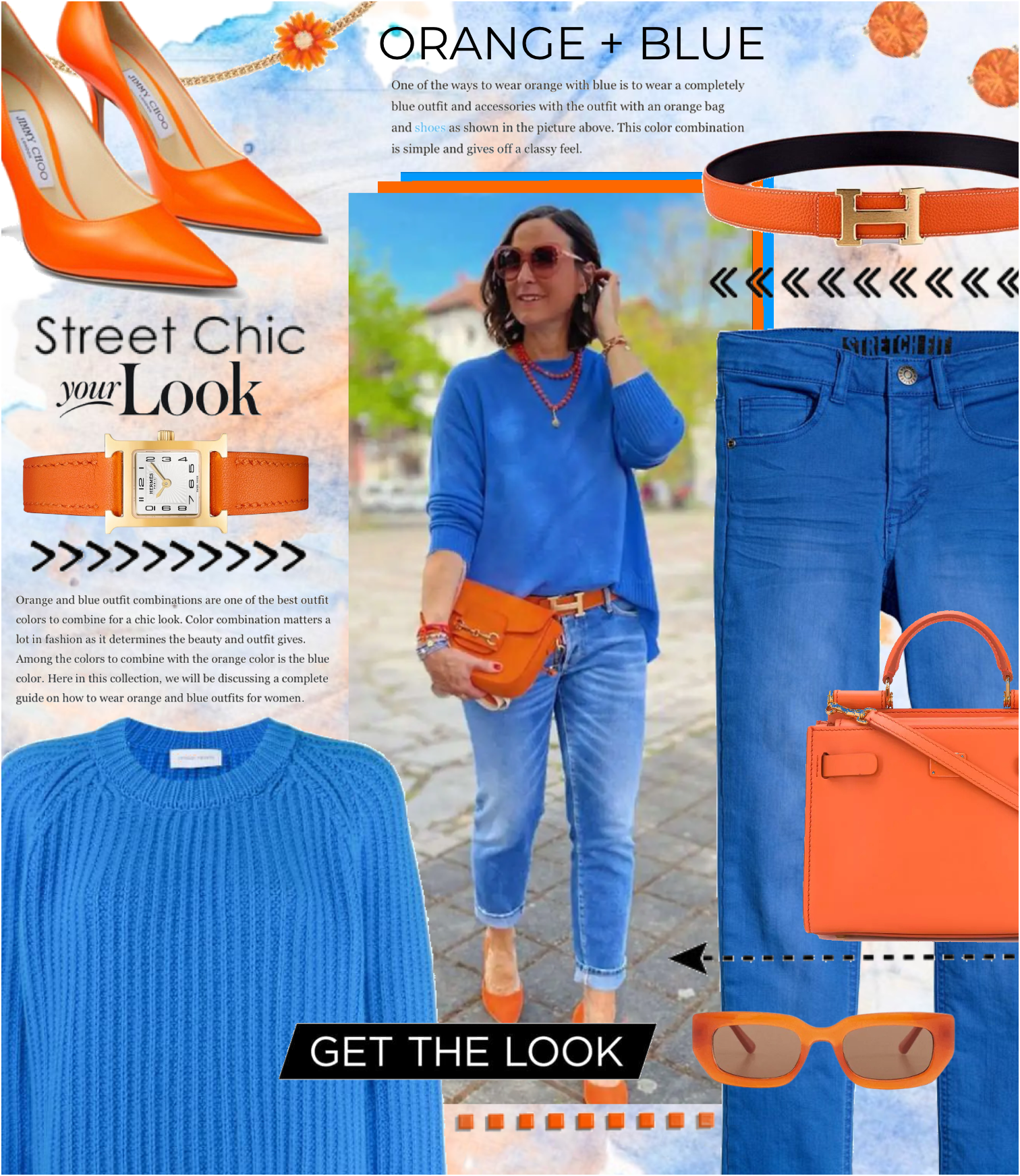 blue and orange outfit
