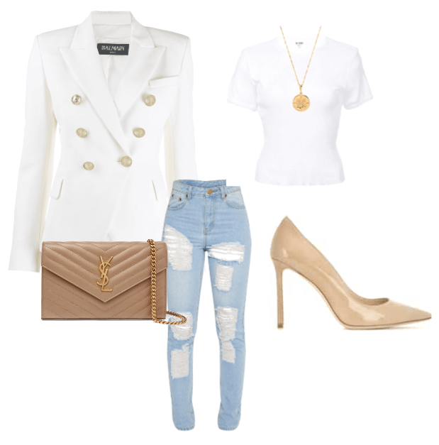 Basic outfit with white blazer Outfit | ShopLook