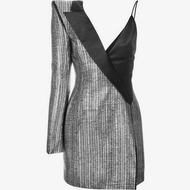 Silver and Black Blazer Dress | ShopLook