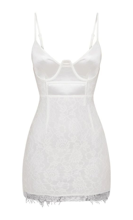 satine White Satin Top Bustier Lace Bodycon Dress | ShopLook
