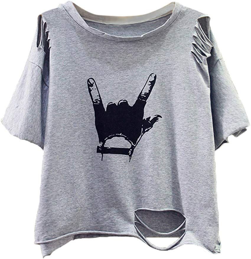 Oversized Printed T-shirt - Dark gray/Blur - Ladies