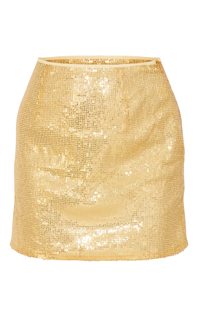 Gold Sequin A Line Mini Skirt 50 ShopLook