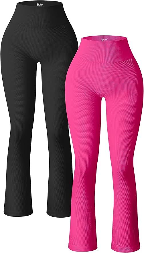 OQQ Women's 2 Piece Yoga Pants Ribbed Seamless Workout High