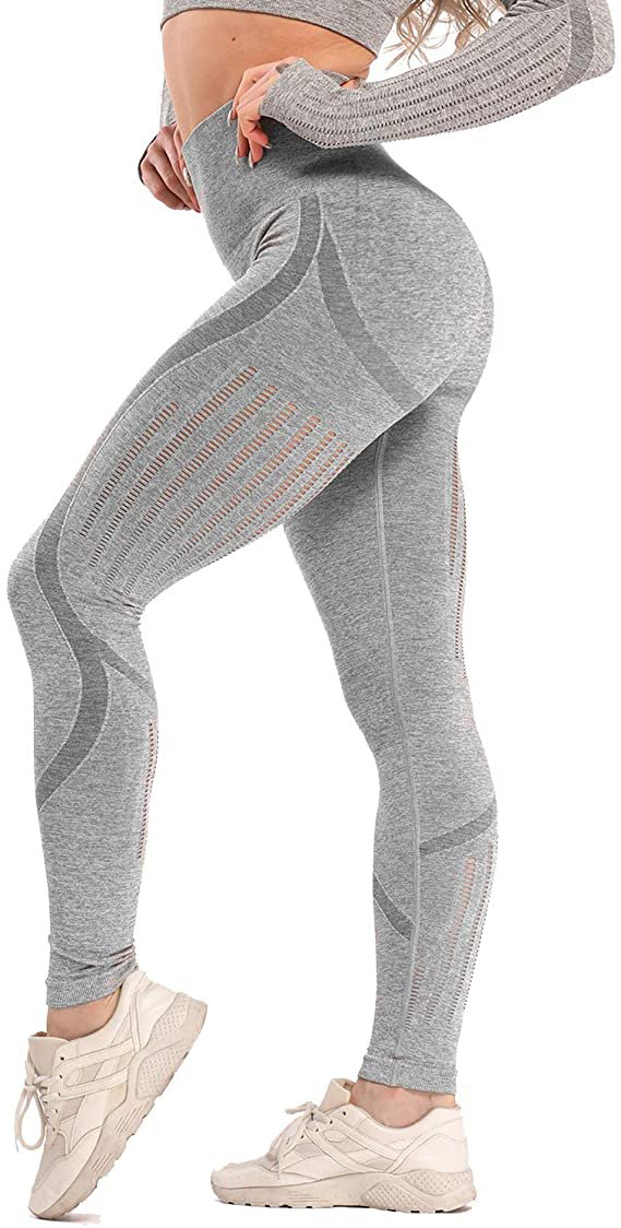 FITS CFR Women's Tummy Control High Waisted Gym Sport Ombre Seamless  Leggings Stretch Fit Pants Workout Tights #6 Gray L at  Women's  Clothing store