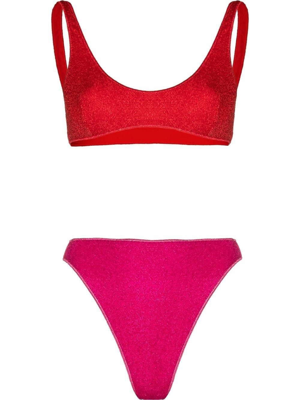 Cherry Red Triangle Glitter Bikini Top