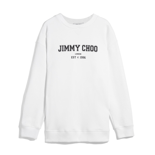 jimmy choo White Oversized Sweatshirt with Black Logo | JC COLLEGE